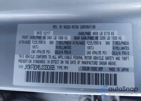 2018 Mazda Cx-5 Grand Touring из США, поврежденный, VIN JM3KFBDM6J0330895